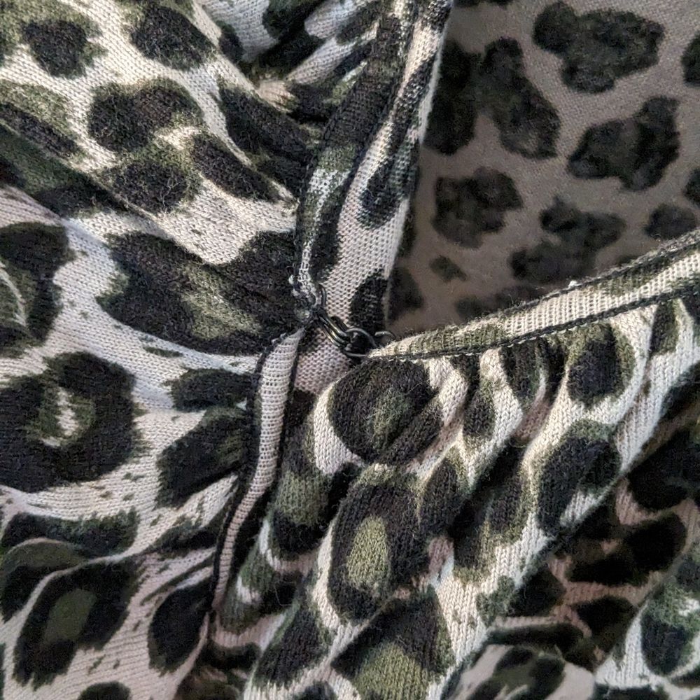 INC International Concepts Sweater Women's L Leopard Print Ruffle Gold Cardigan - Picture 7 of 8